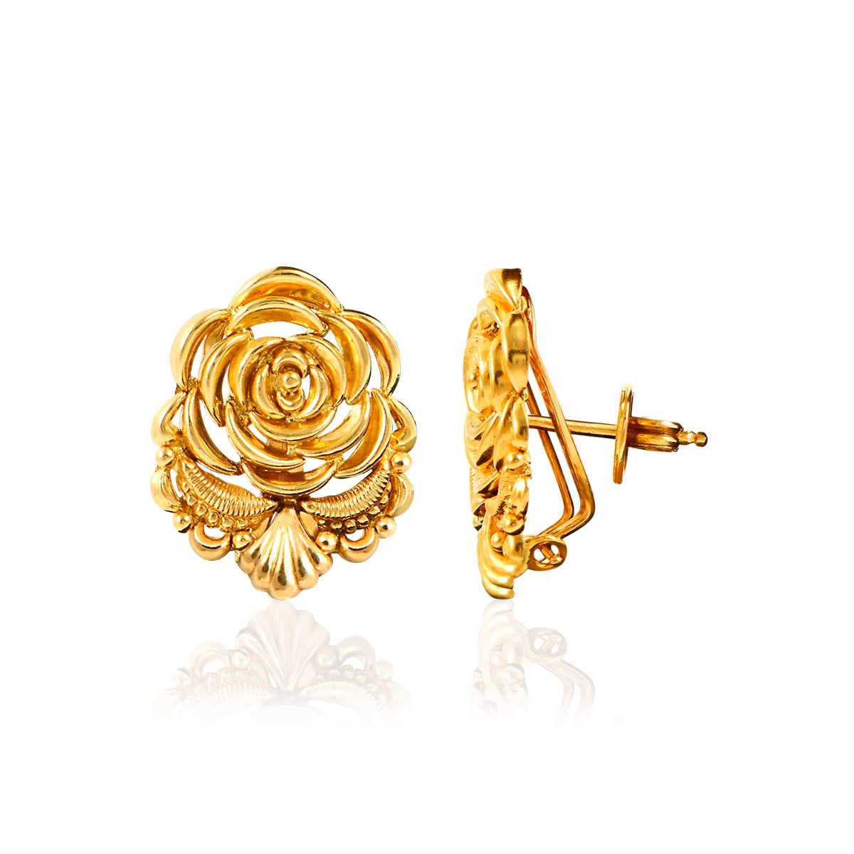 Rose Studs Gold Earrings