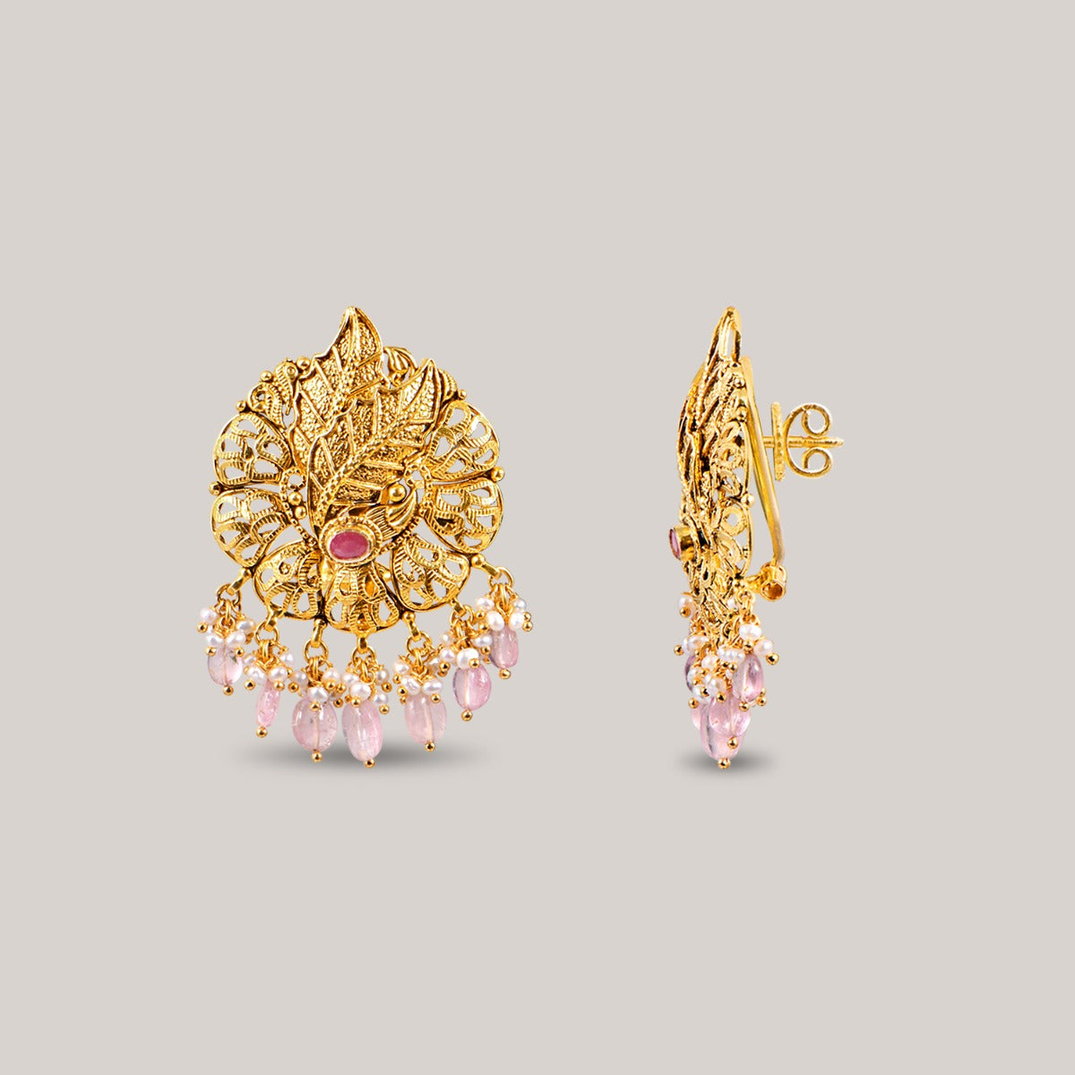Flowery Arch Gold Earrings