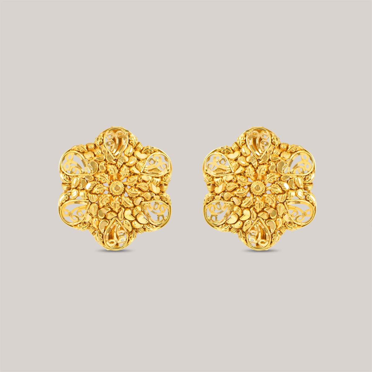 Dalia Flower Stud Gold Earrings