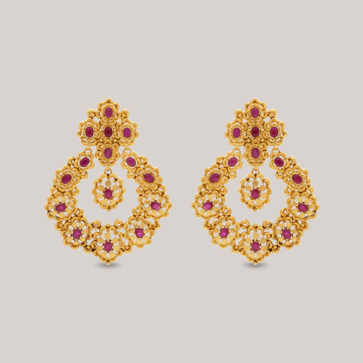 Traditional Ruby Gold Chandbali