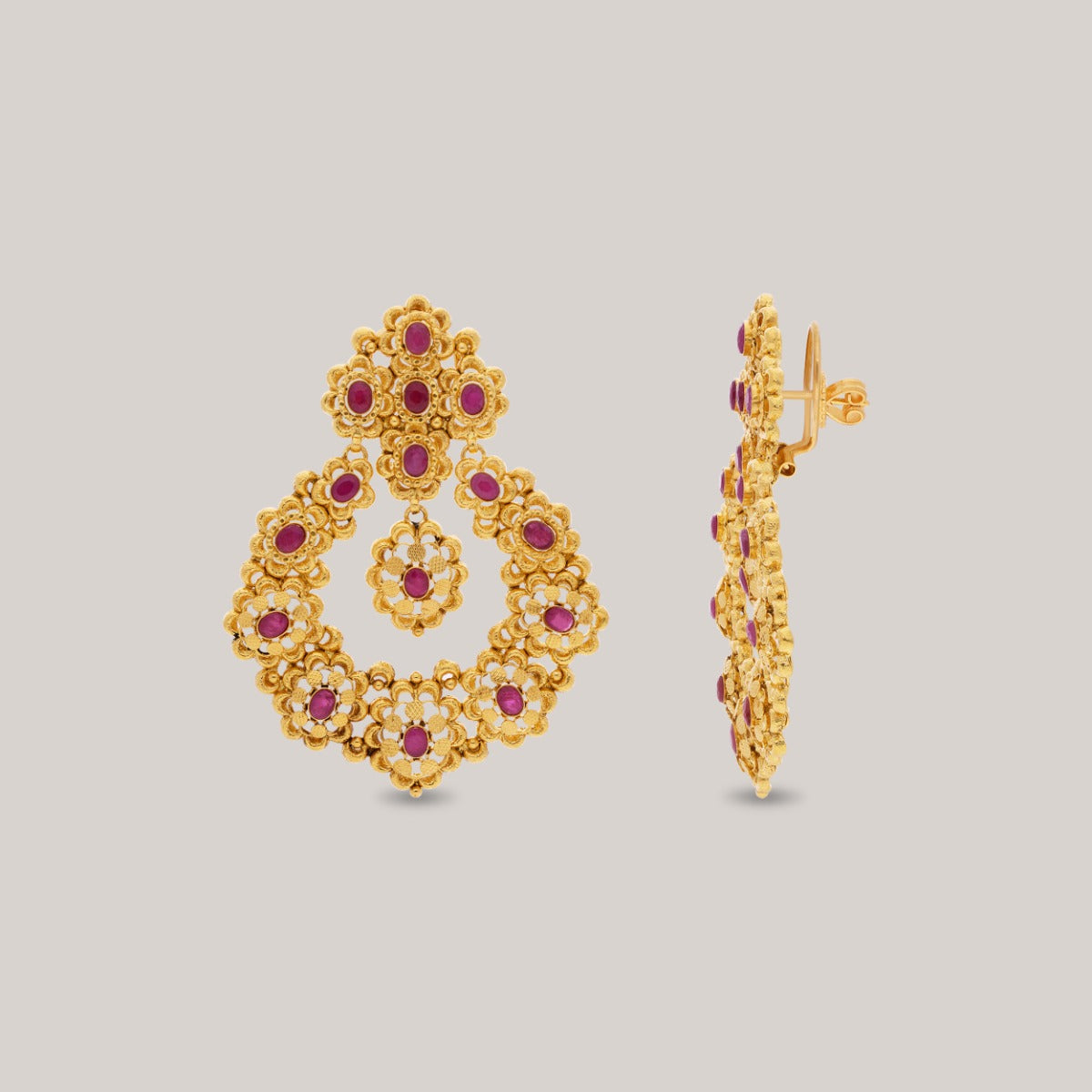 Traditional Ruby Gold Chandbali