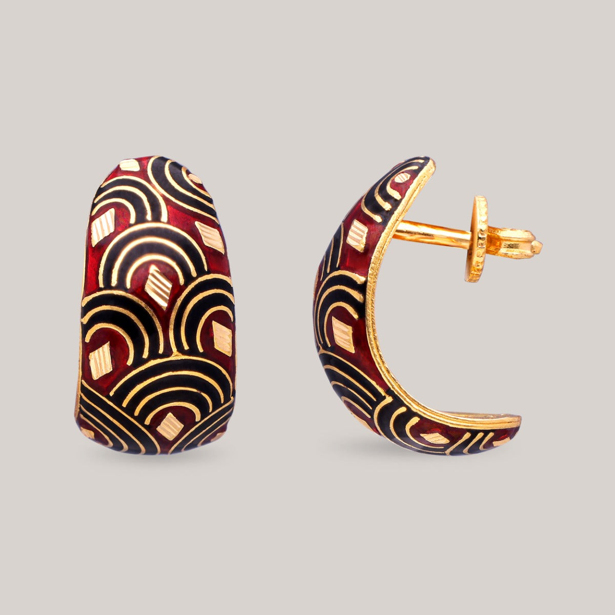 Scarlet Waves Gold Earrings