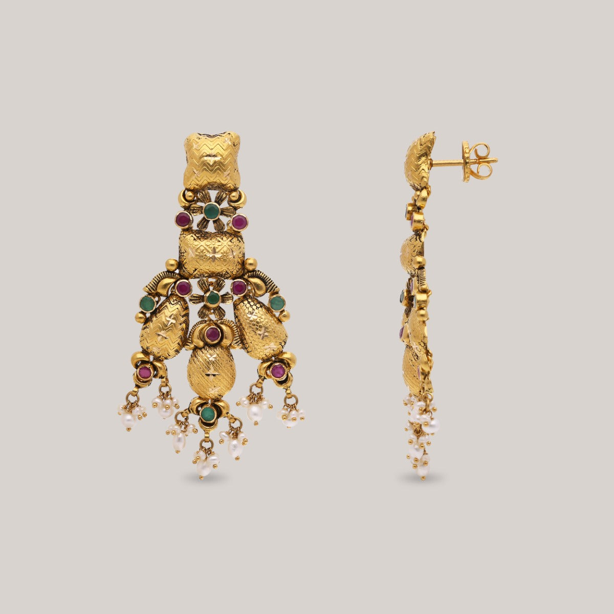 Ornate Heritage Gold Earrings