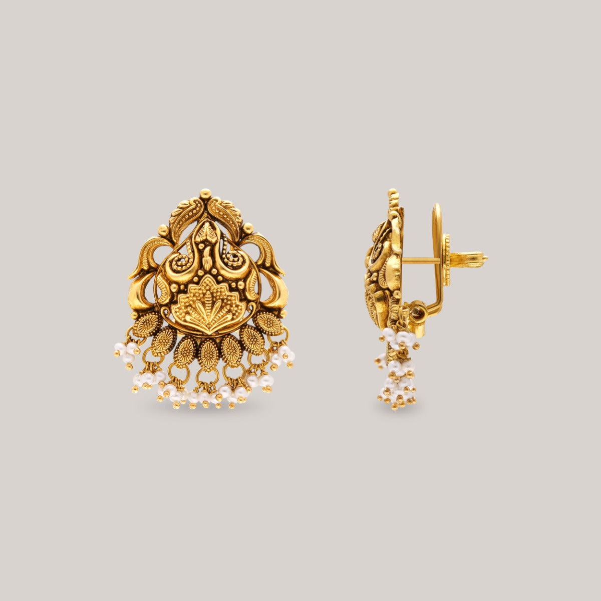 Pearl Dynasty Gold Earrings