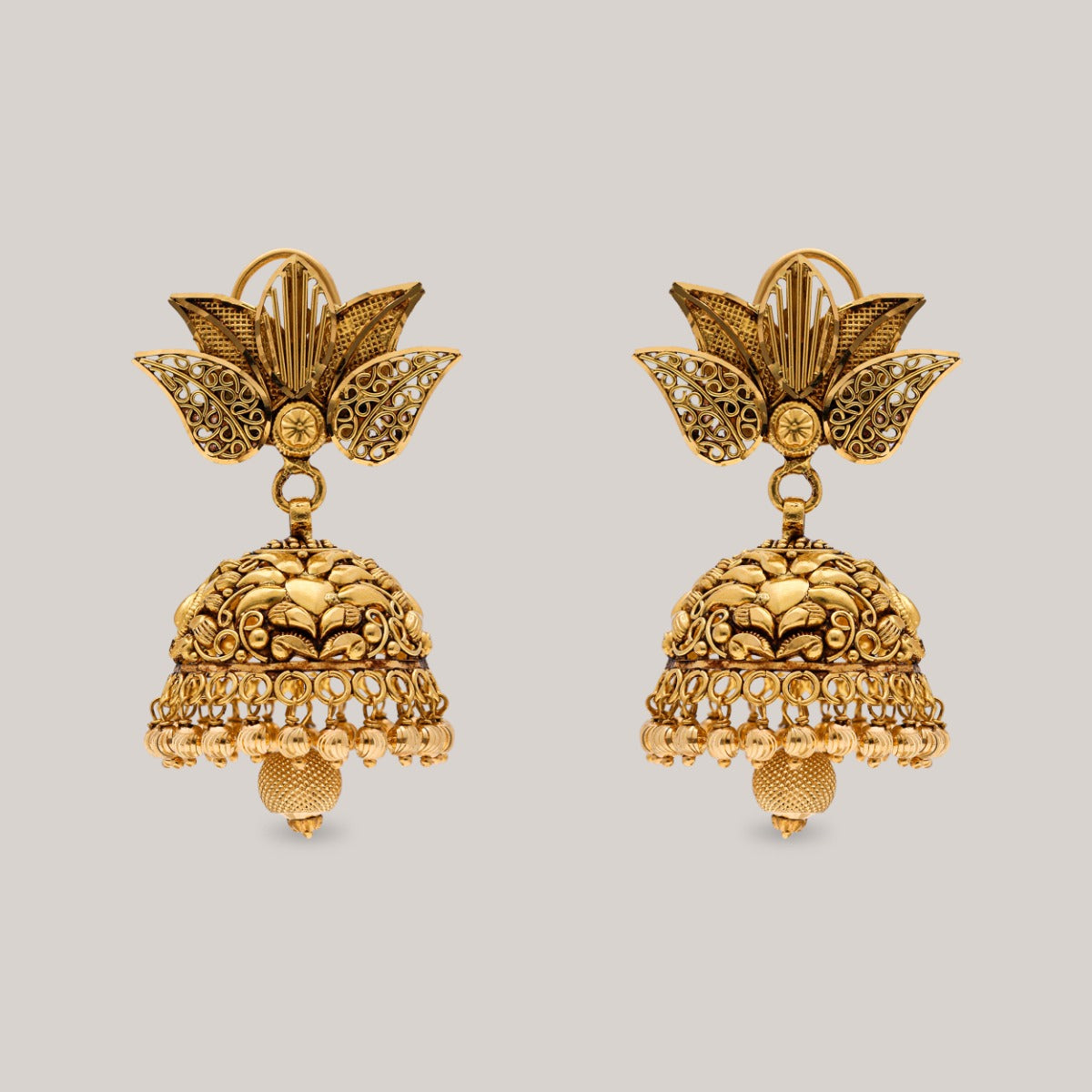 Lotus Bell Gold Jhumka