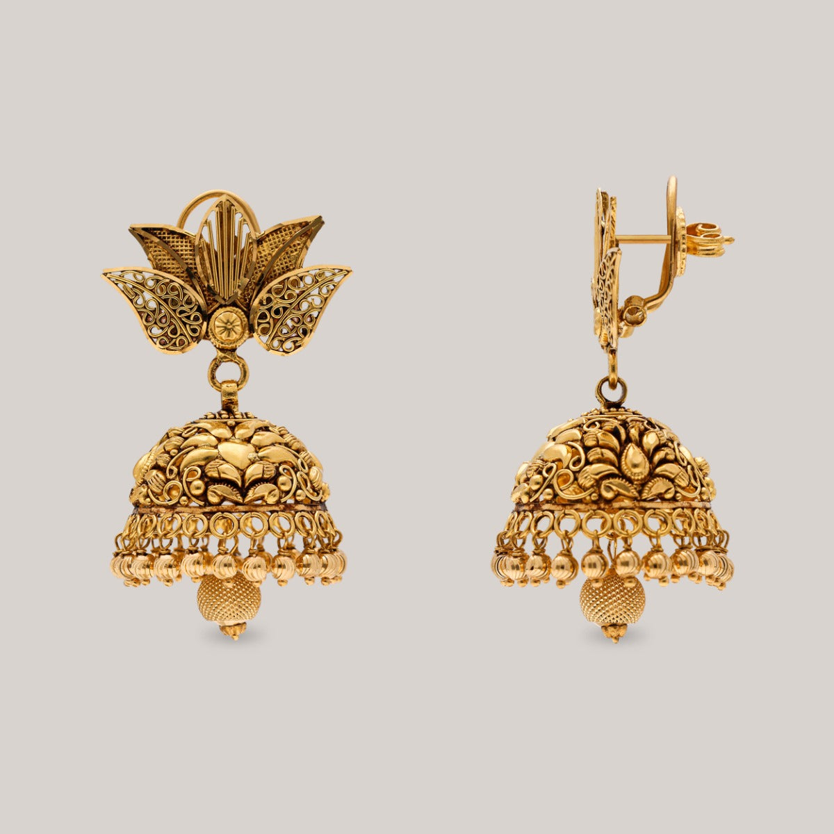 Lotus Bell Gold Jhumka