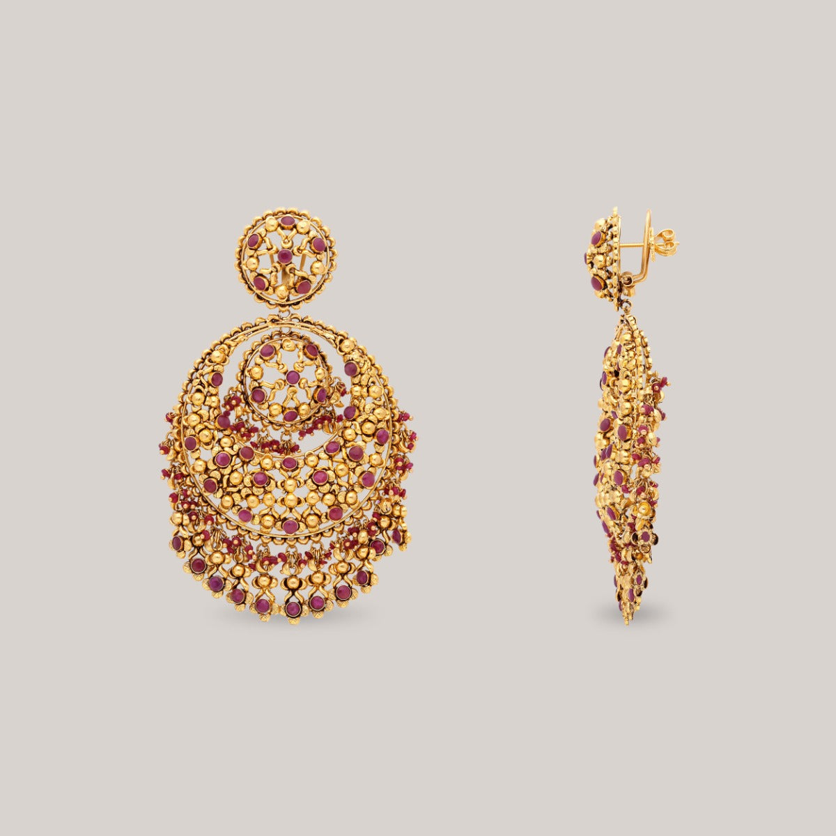 Scarlet Sparkle Gold Chandbali