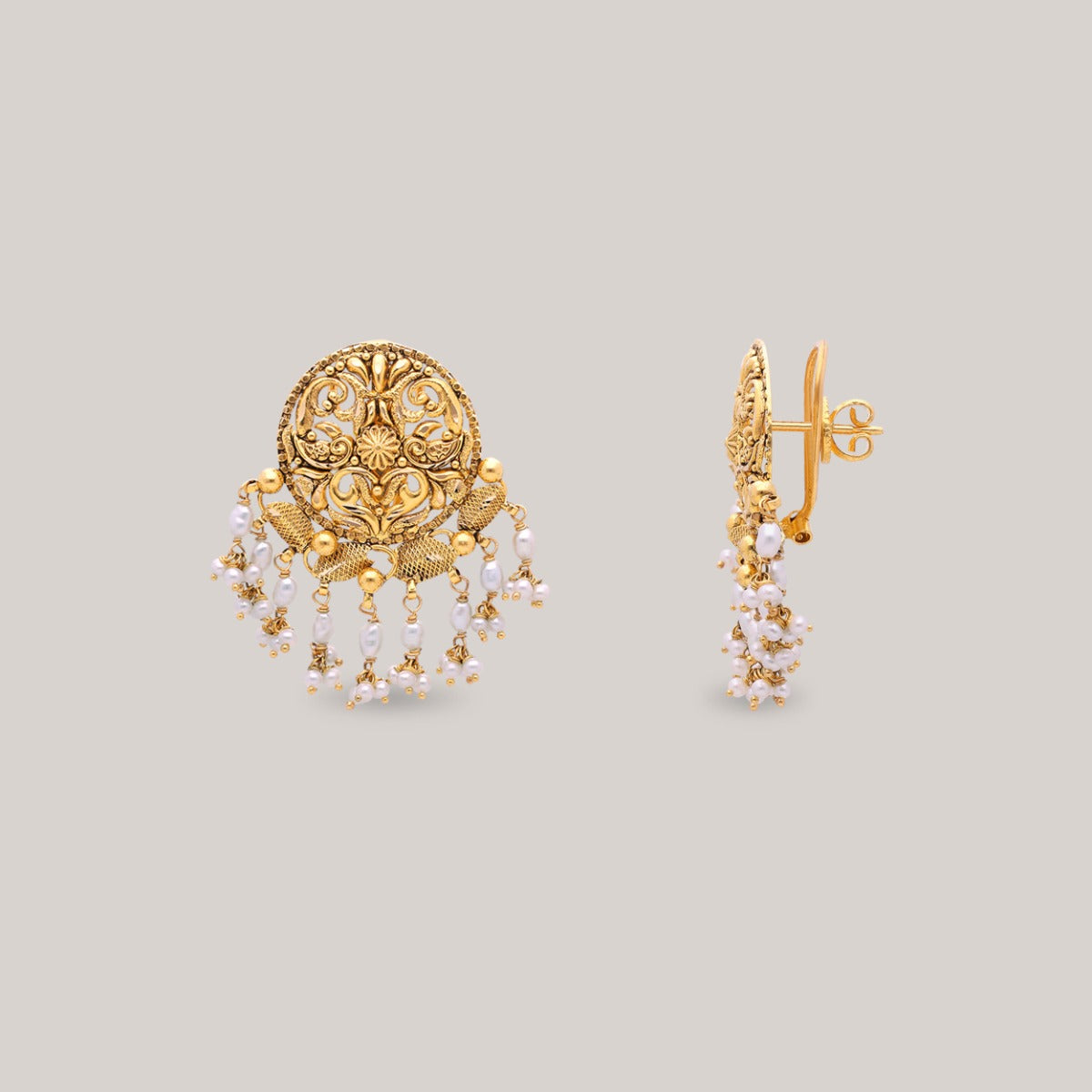 Petal Cascade Gold Earrings