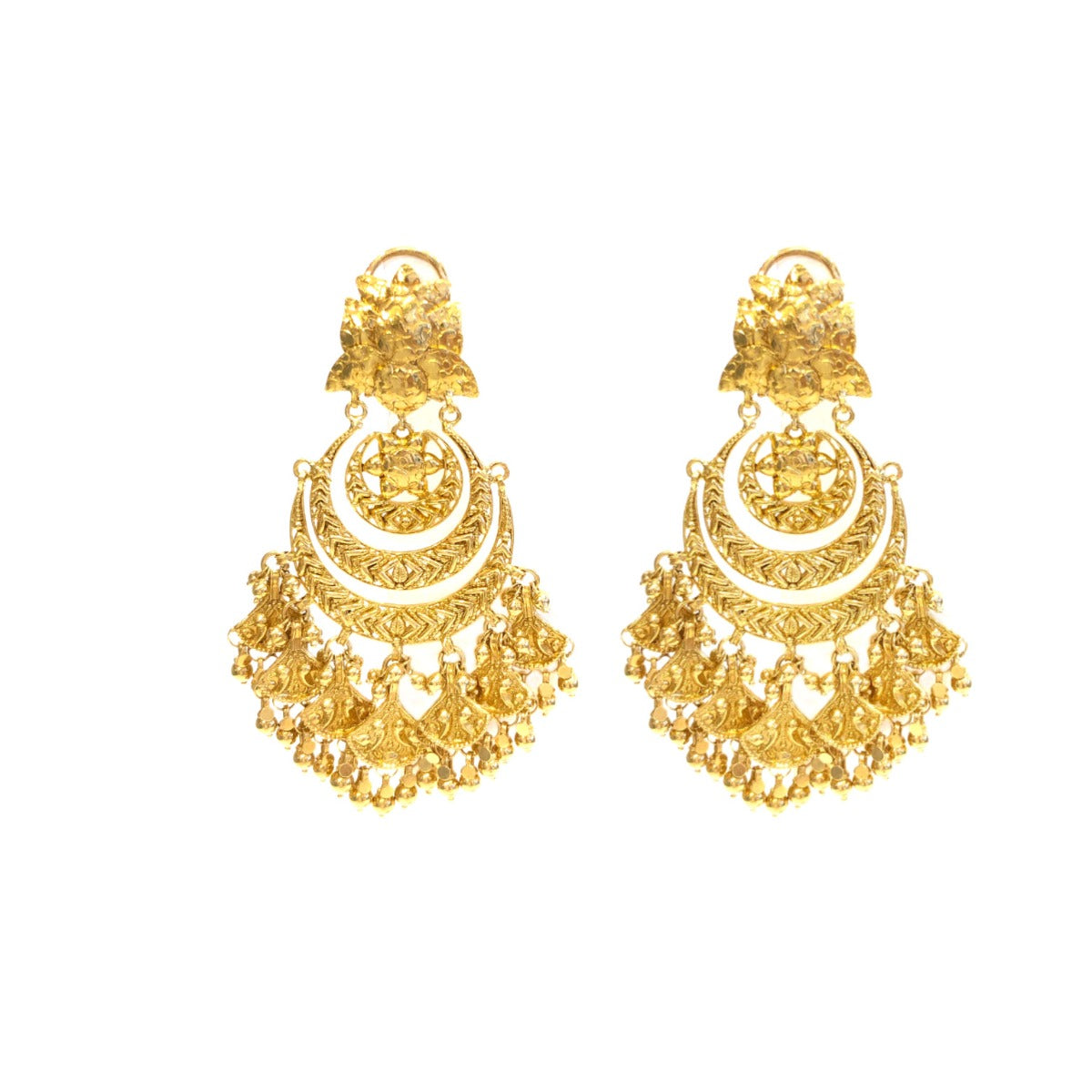 Overlay Cluster Gold Earrings