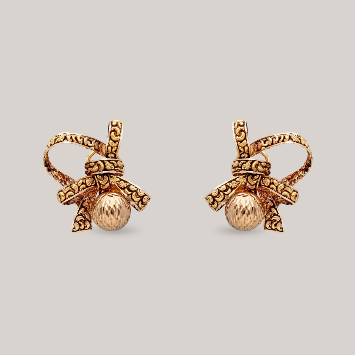 Gilded Bow Charm Gold Earrings