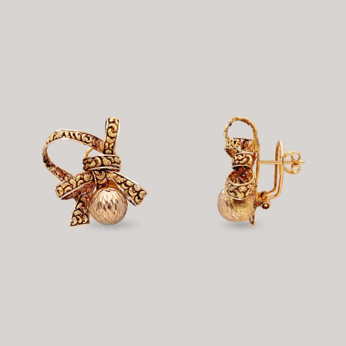 Gilded Bow Charm Gold Earrings