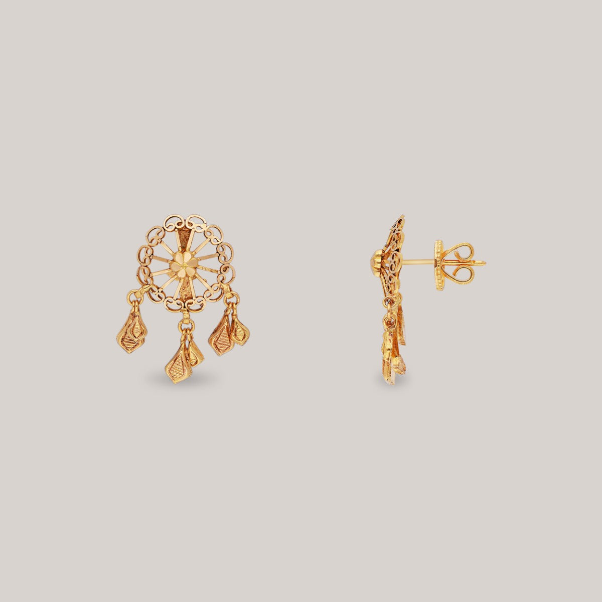 Petal Wheel Gold Earrings