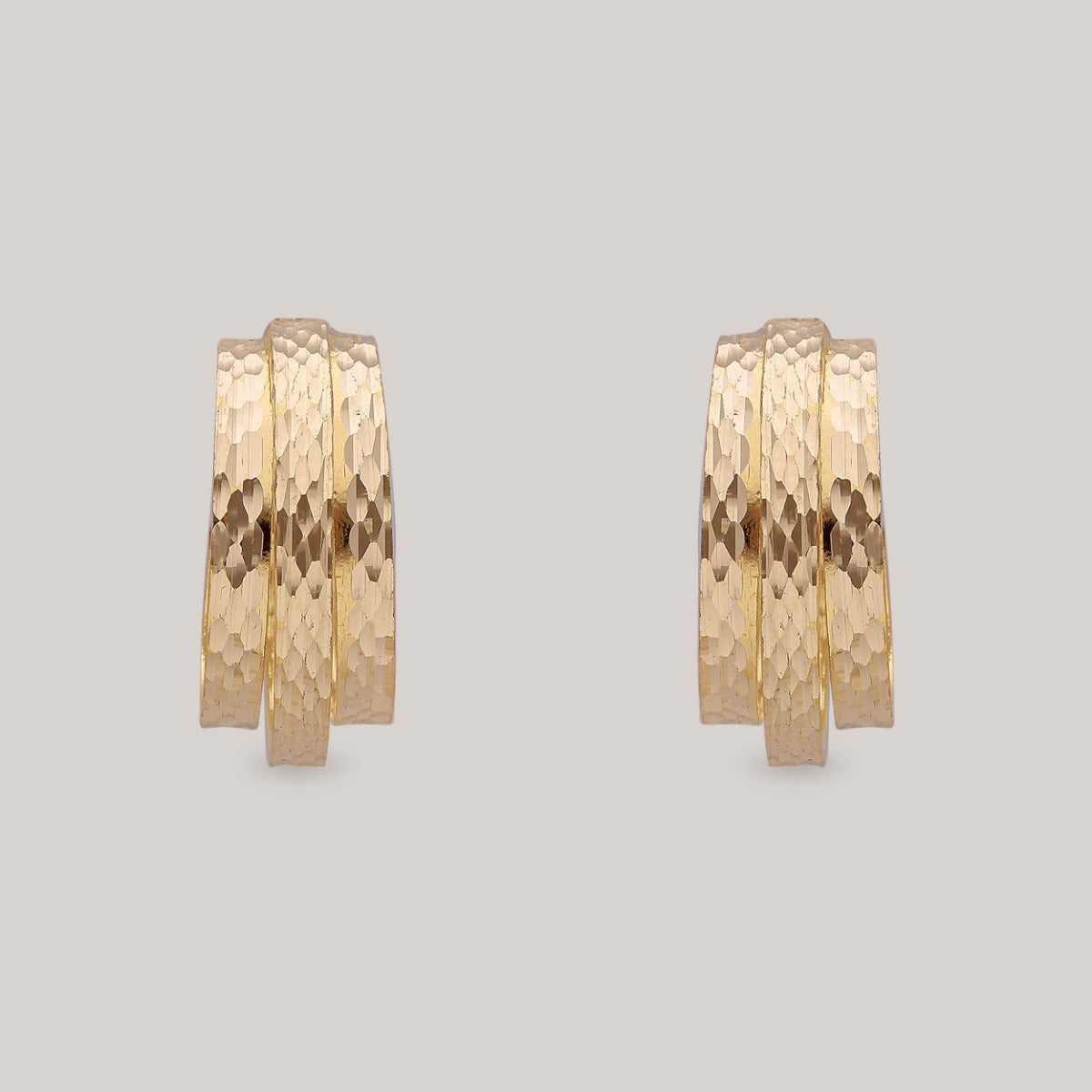 Hammered Trio Gold Earrings