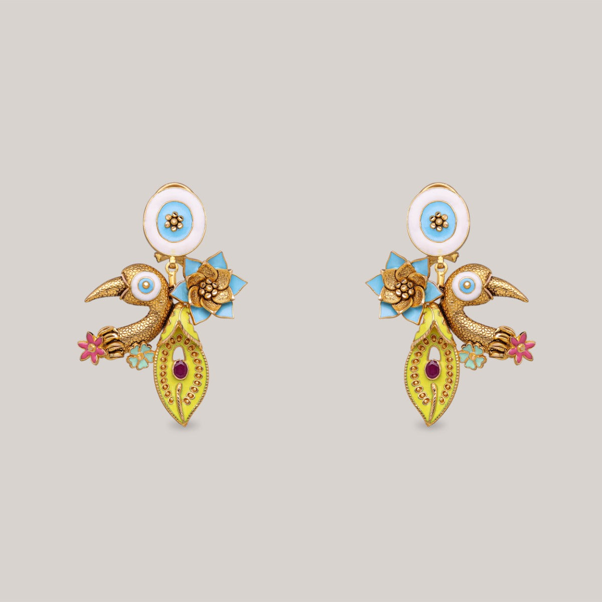 Summer Bloom Meenakari Gold Necklace Set
