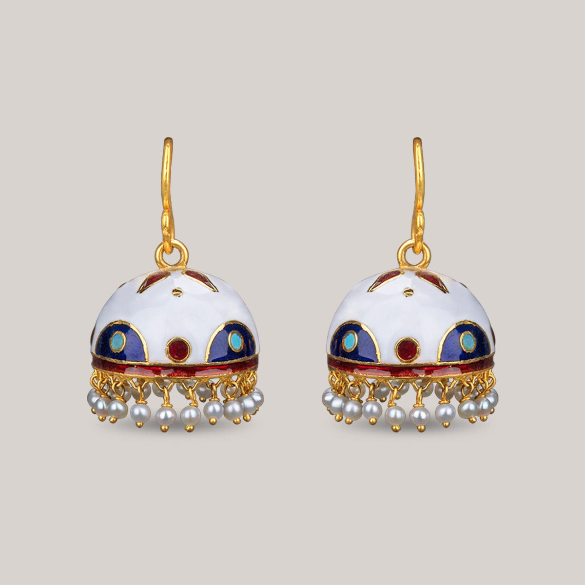White Umbrella Blue Eyed Gold Jhumka
