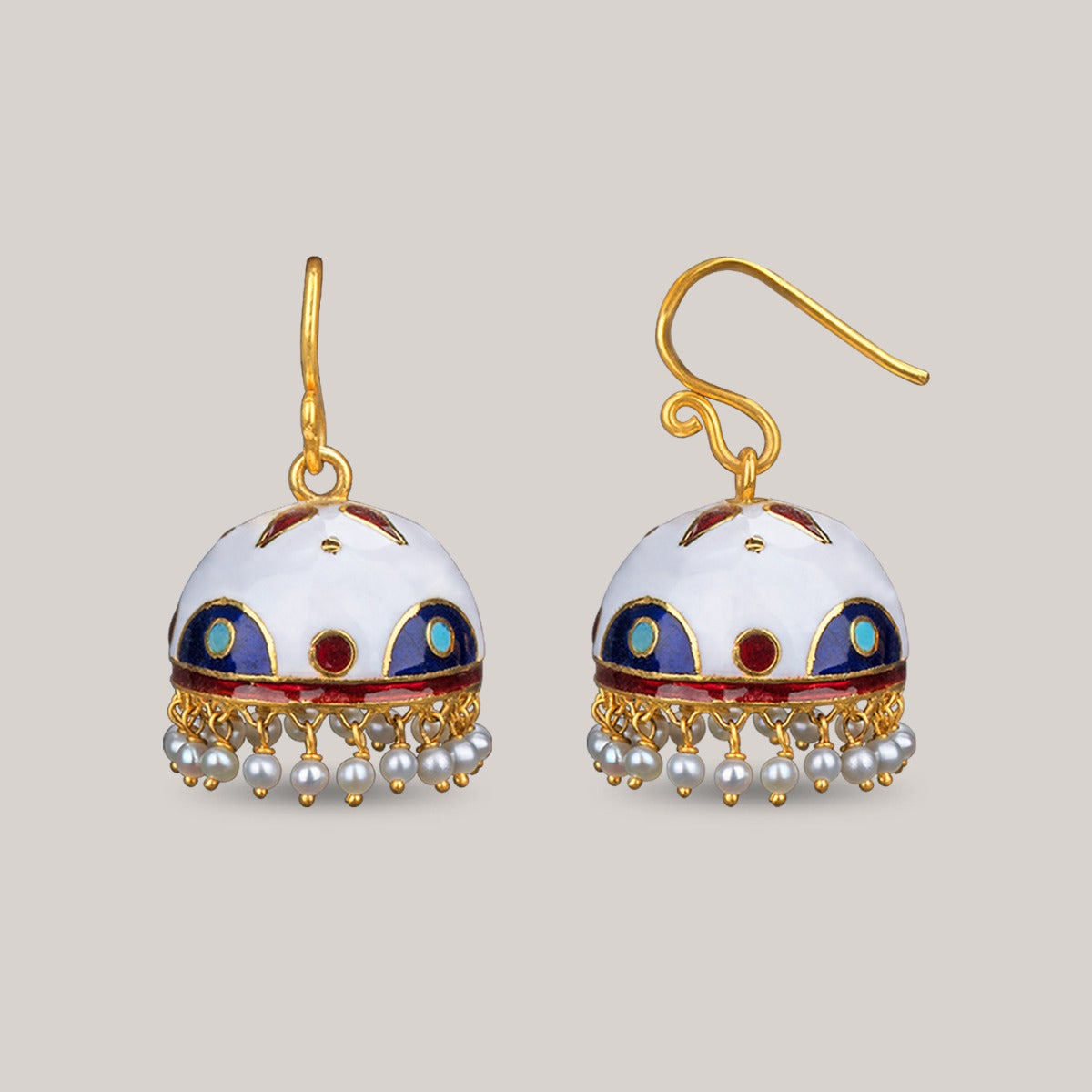 White Umbrella Blue Eyed Gold Jhumka
