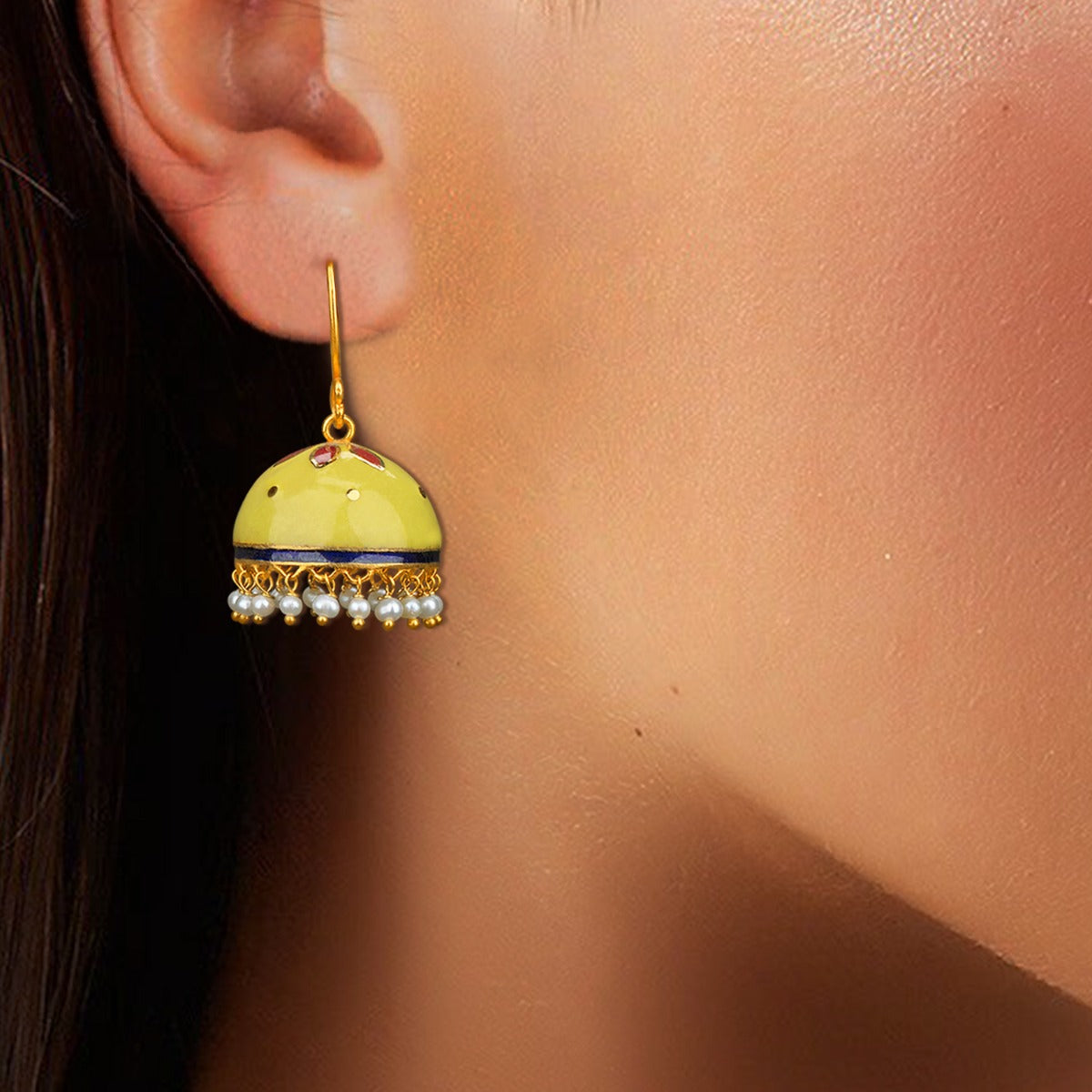 Yellow Umbrella Gold Jhumka