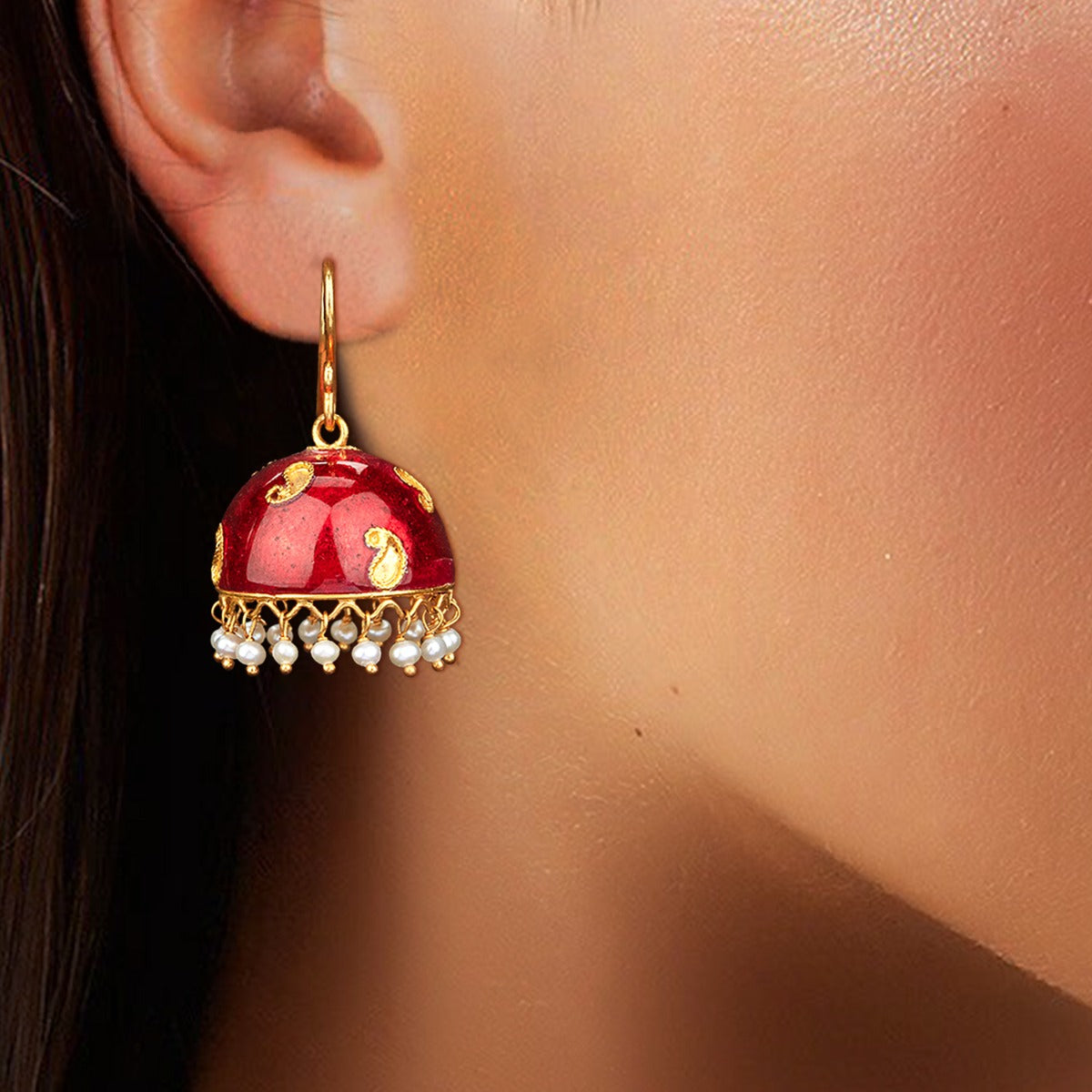 Red Globe Gold Jhumka