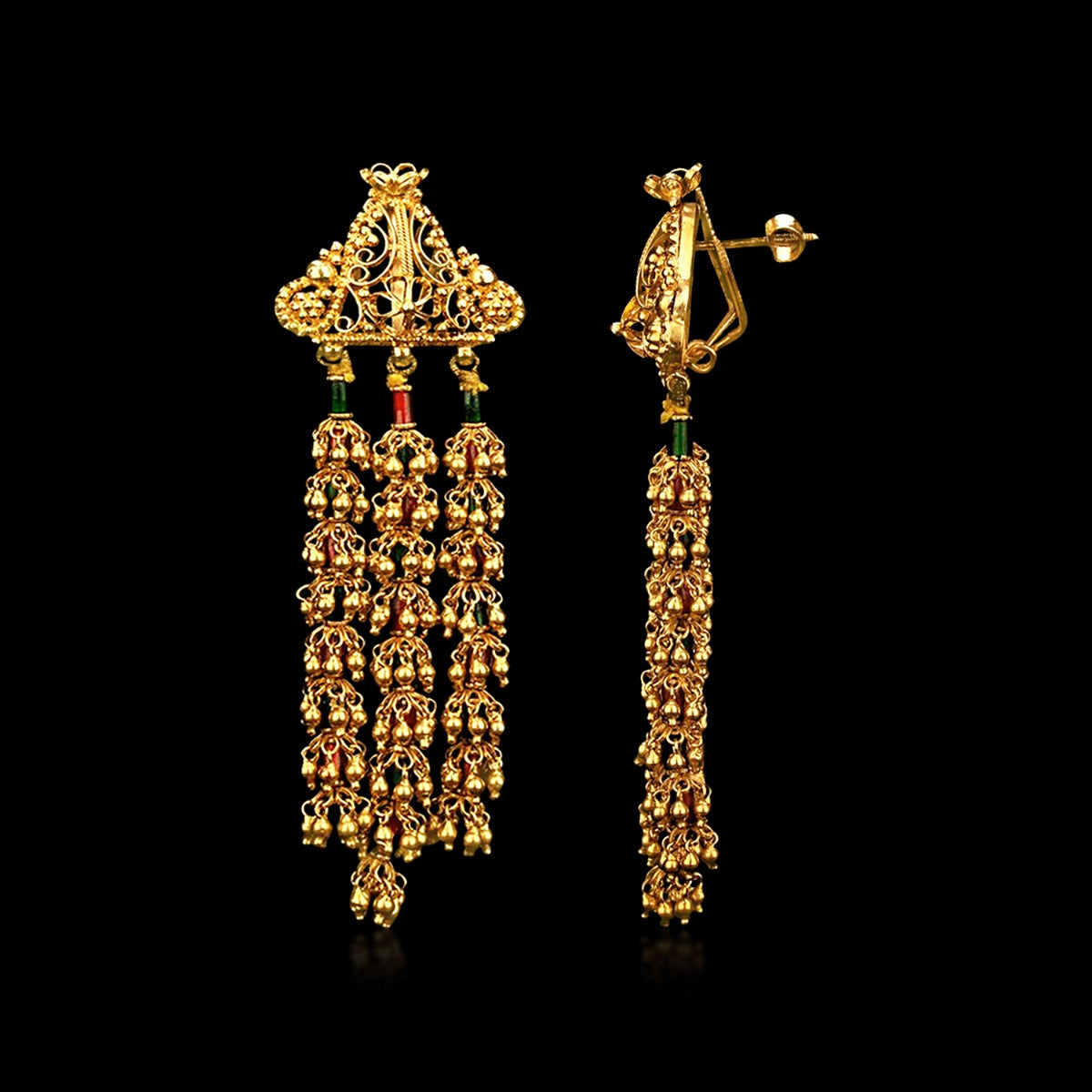 Traditional Tassel Gold Earrings