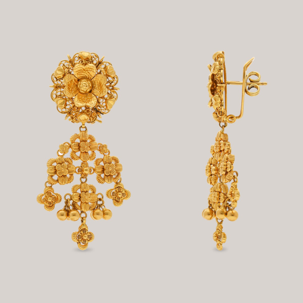 Intricate Bloom Gold Earrings
