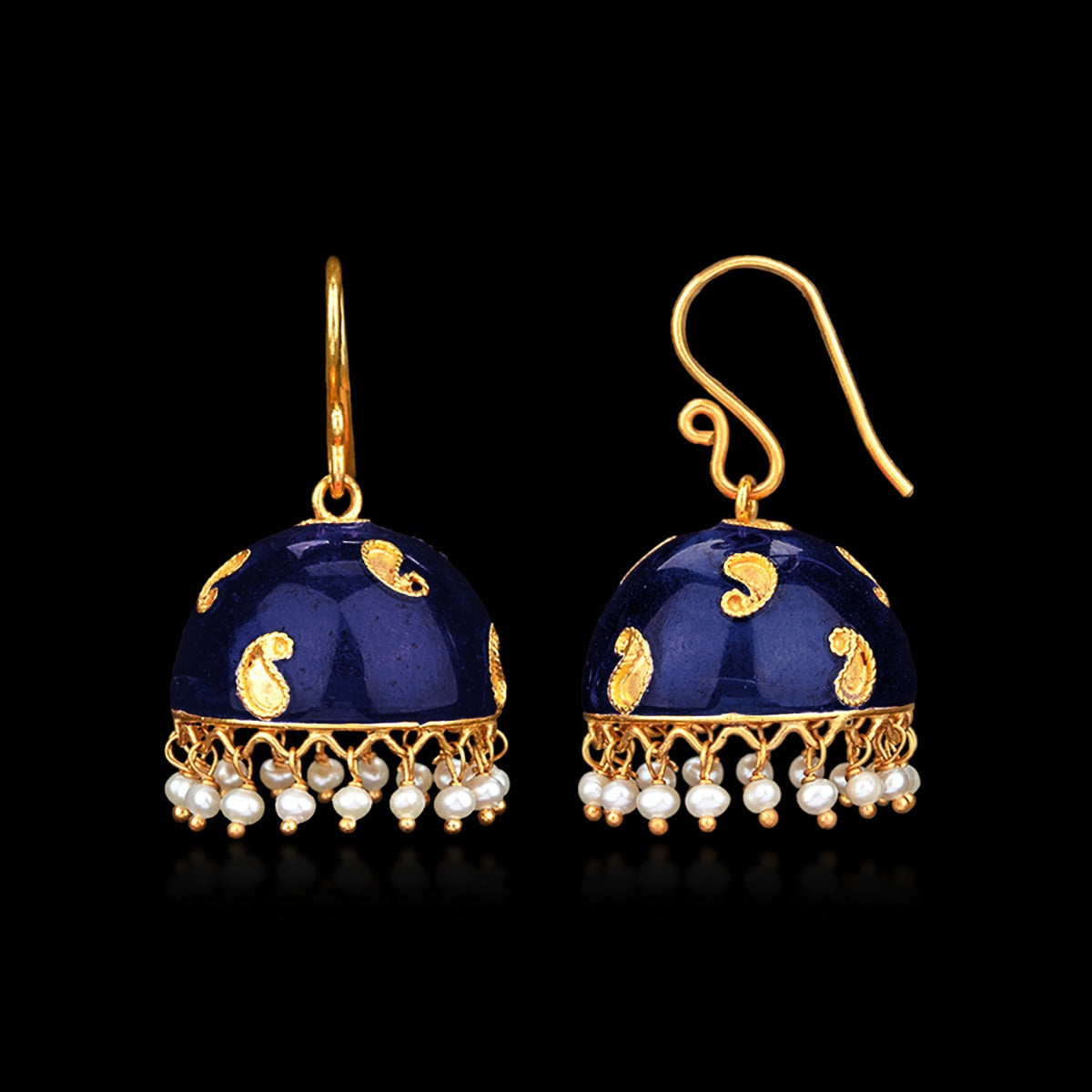 Blue Globe Gold Jhumka