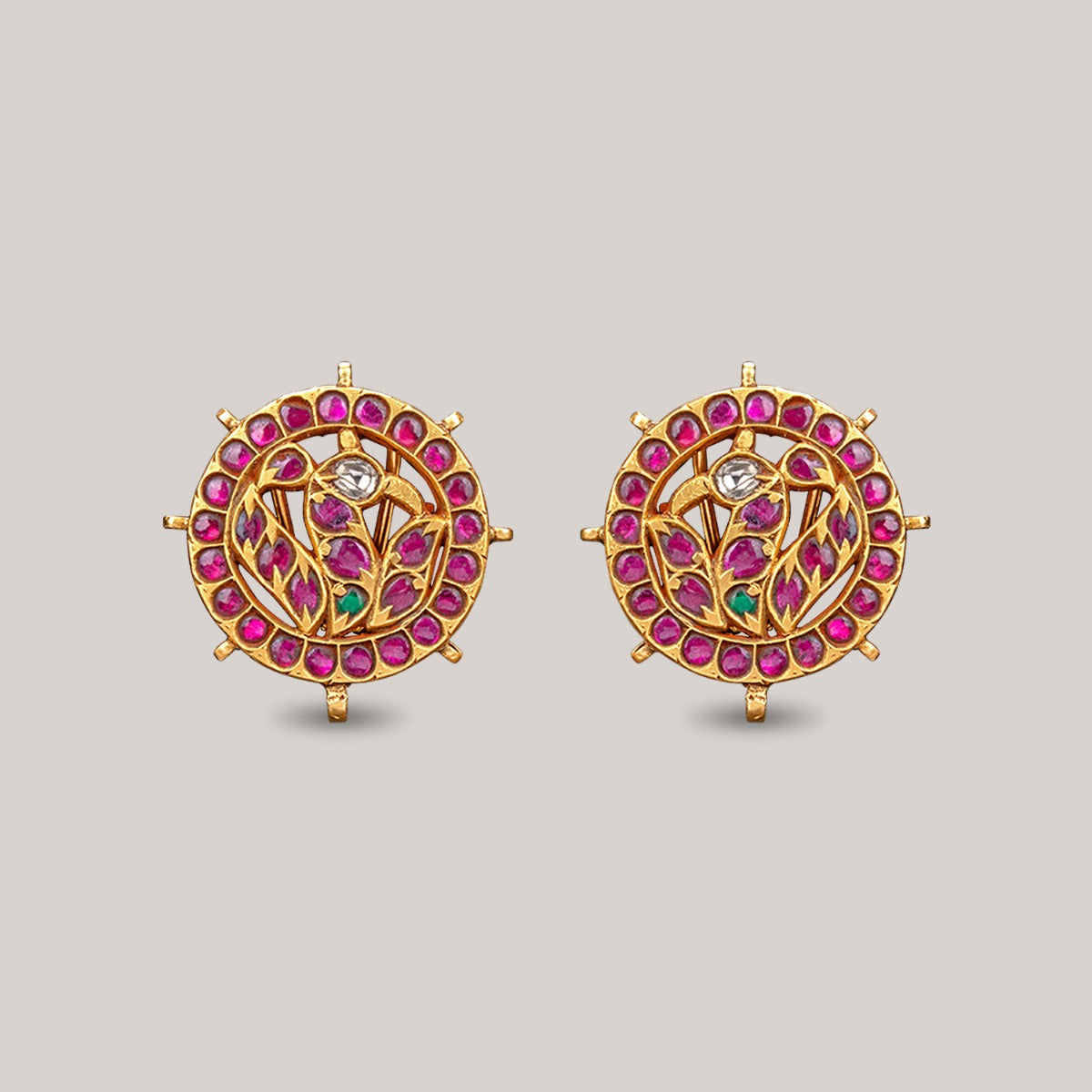 Encircled Flamingo Gold Earrings