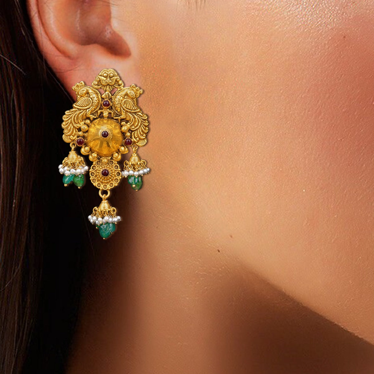 Royalty Peacock Gold Earrings