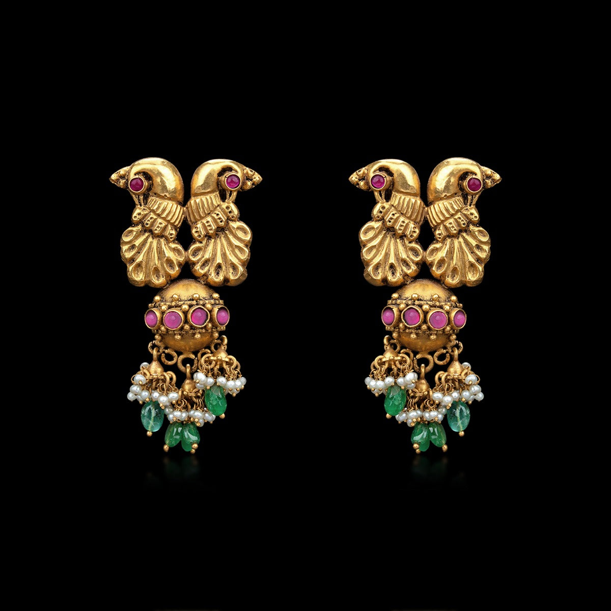 Peacock Multi Stone Earrings