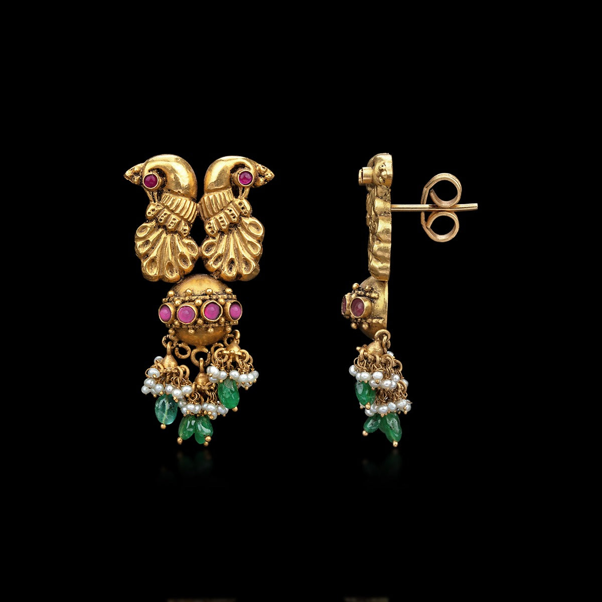 Peacock Multi Stone Earrings