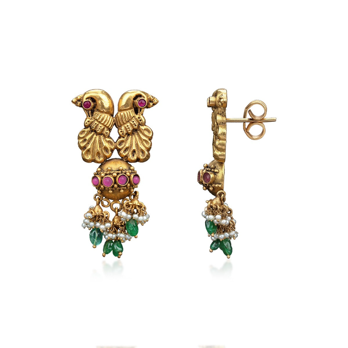 Peacock Multi Stone Earrings