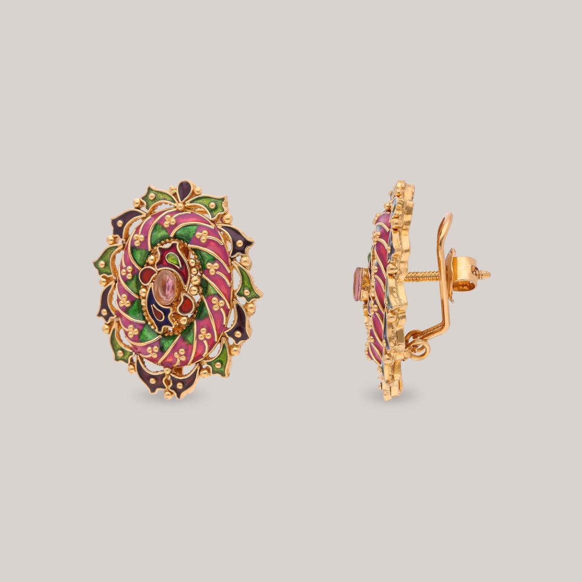 Victorian Whirl Blossom Gold Earrings
