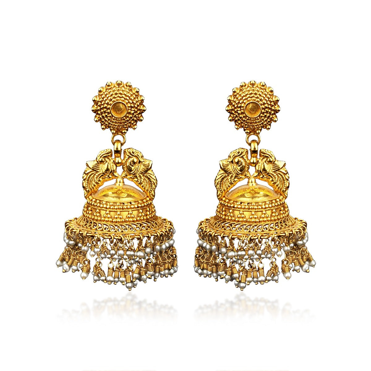 Sun Motif Traditional Gold Jhumka