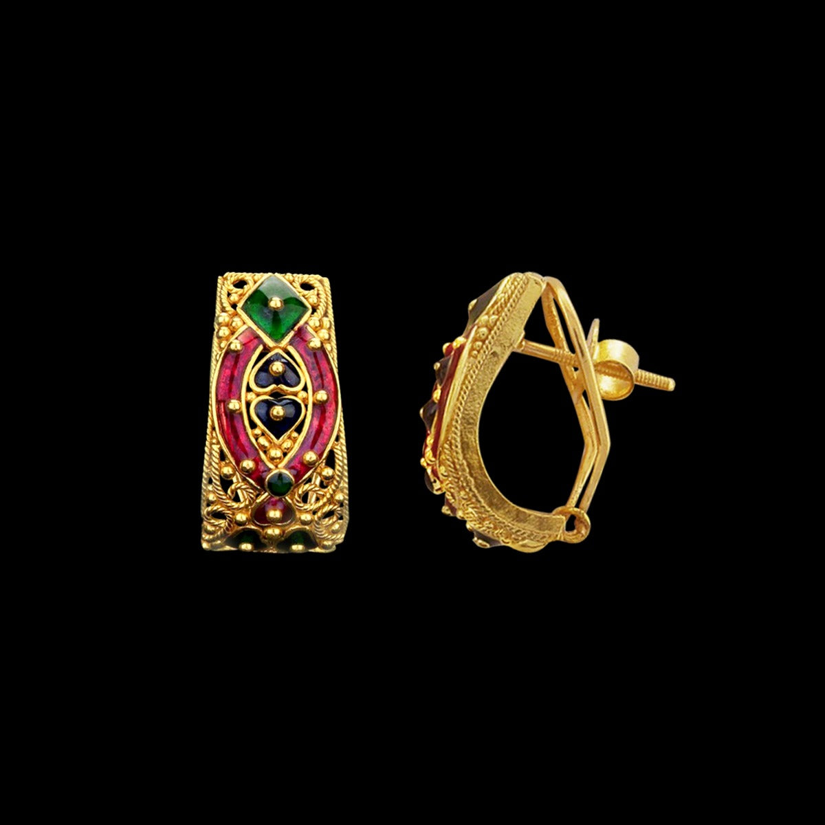 Enamel Indian Classic Gold Earrings