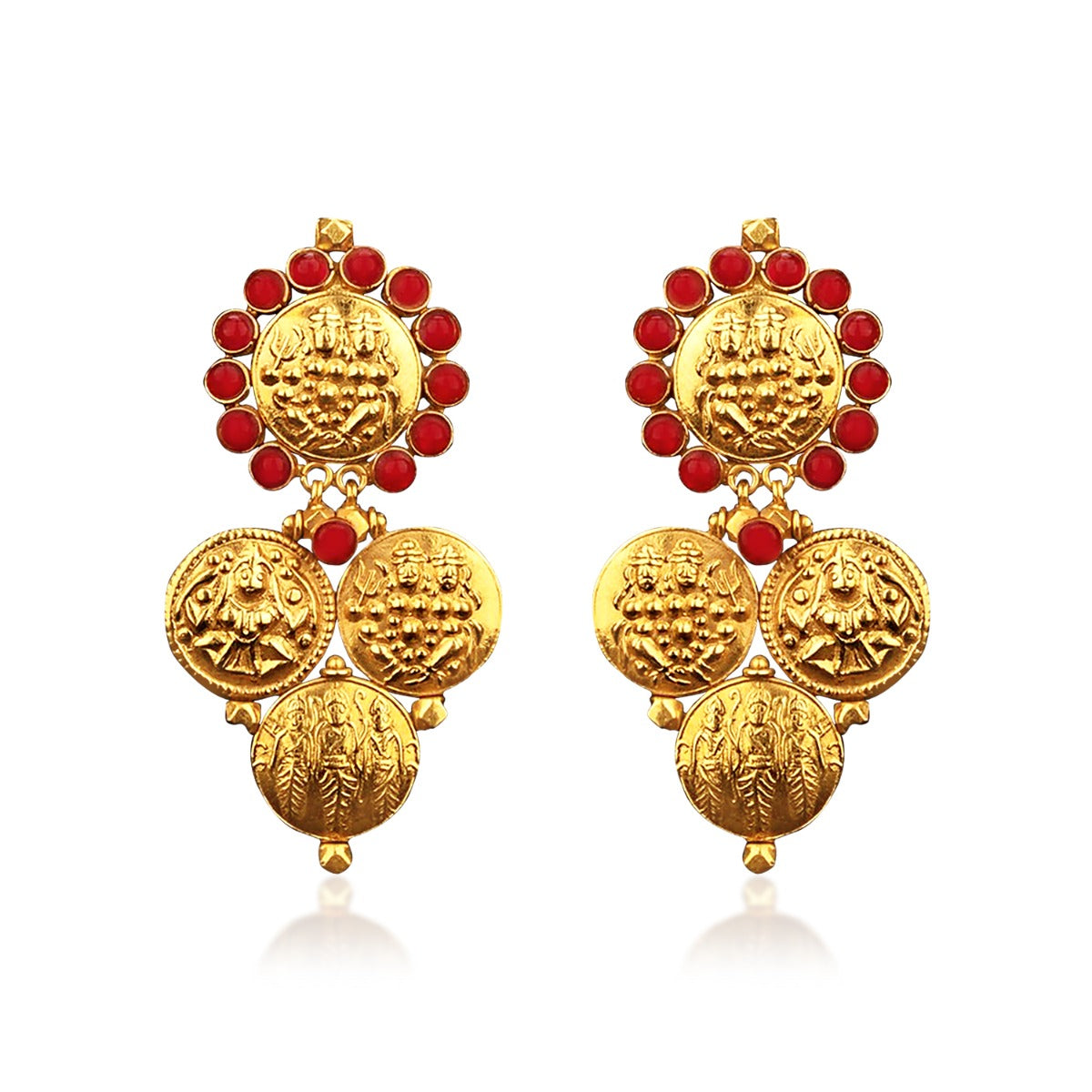Round Embossed Gold Earrings