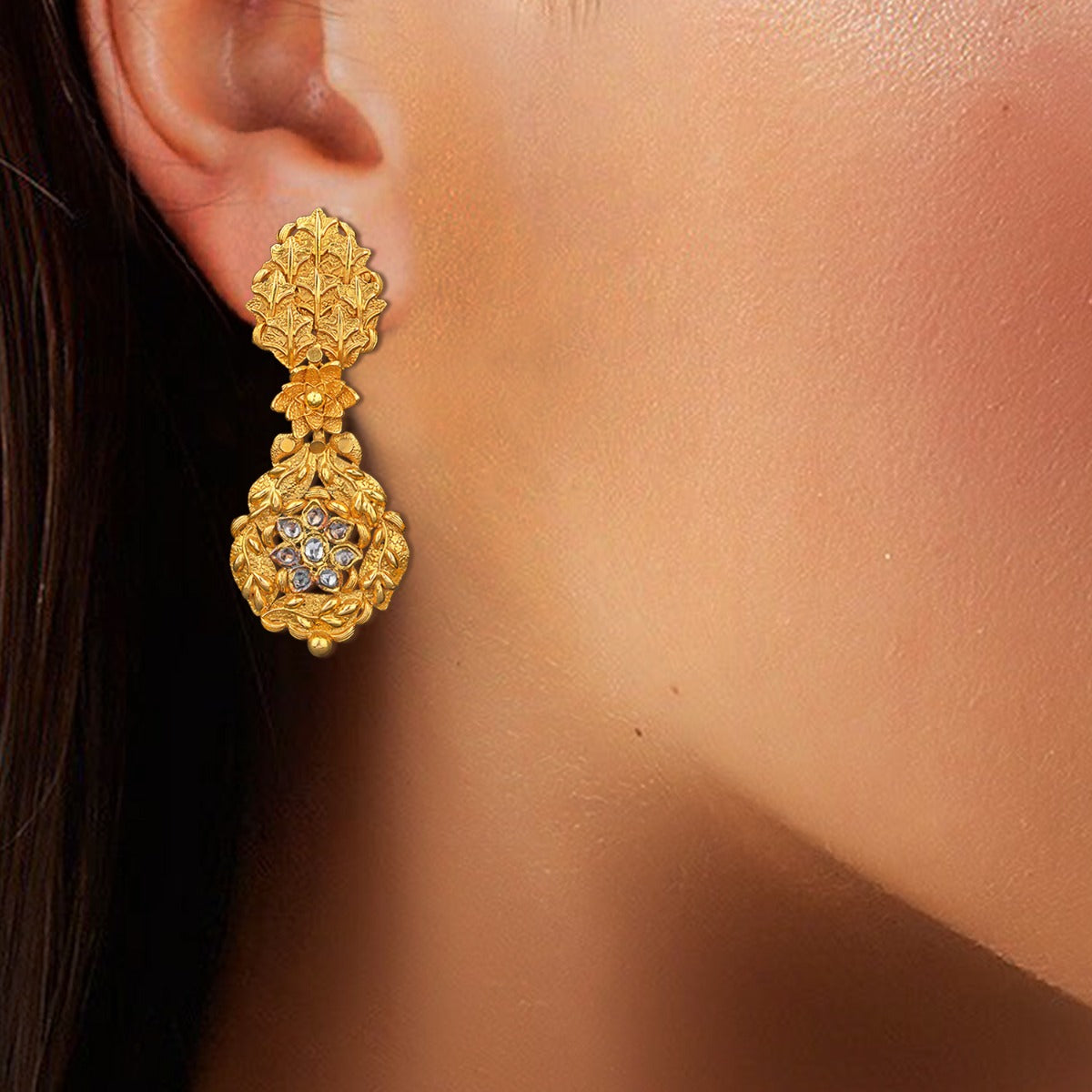Coconut Leafed Gold Earrings