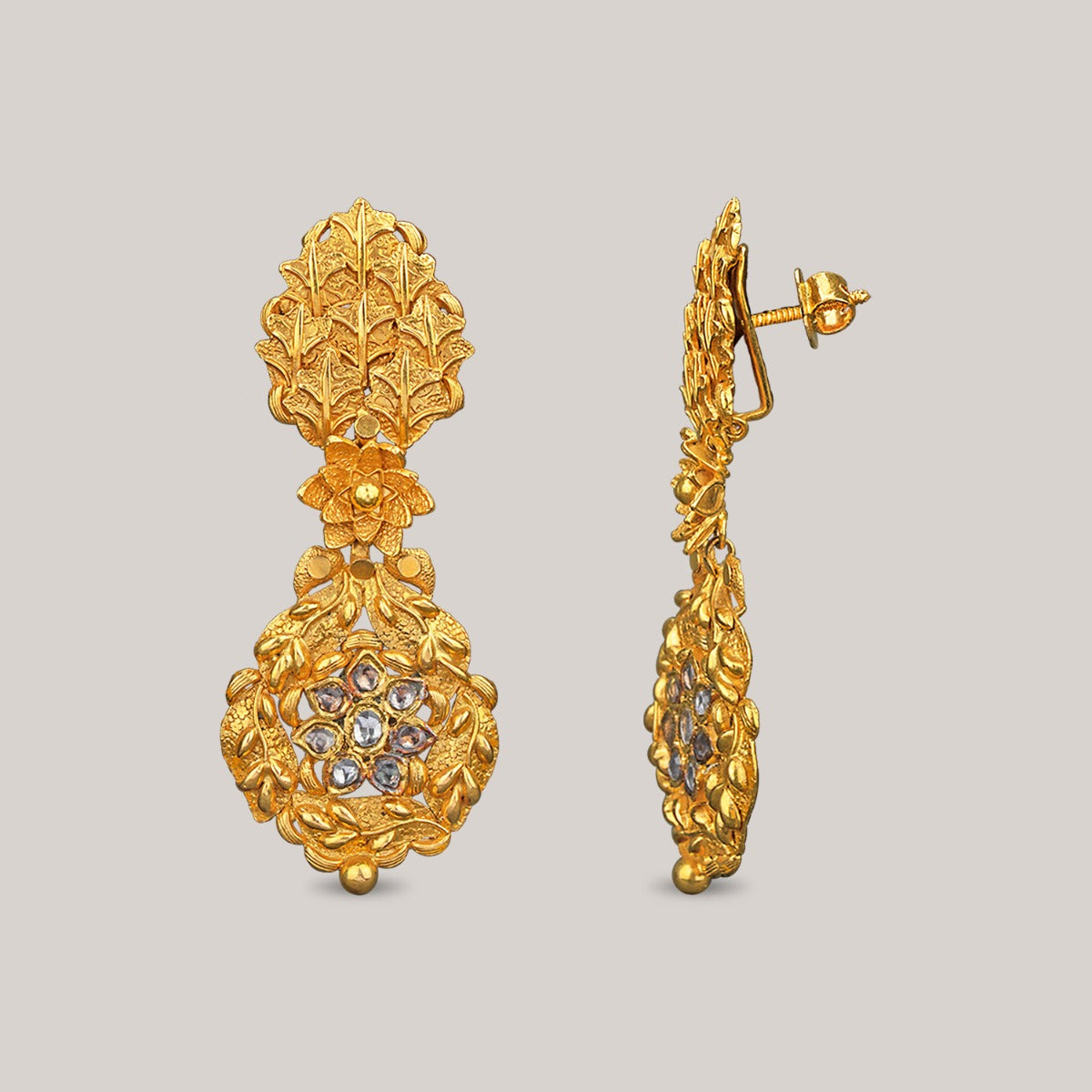 Coconut Leafed Gold Earrings
