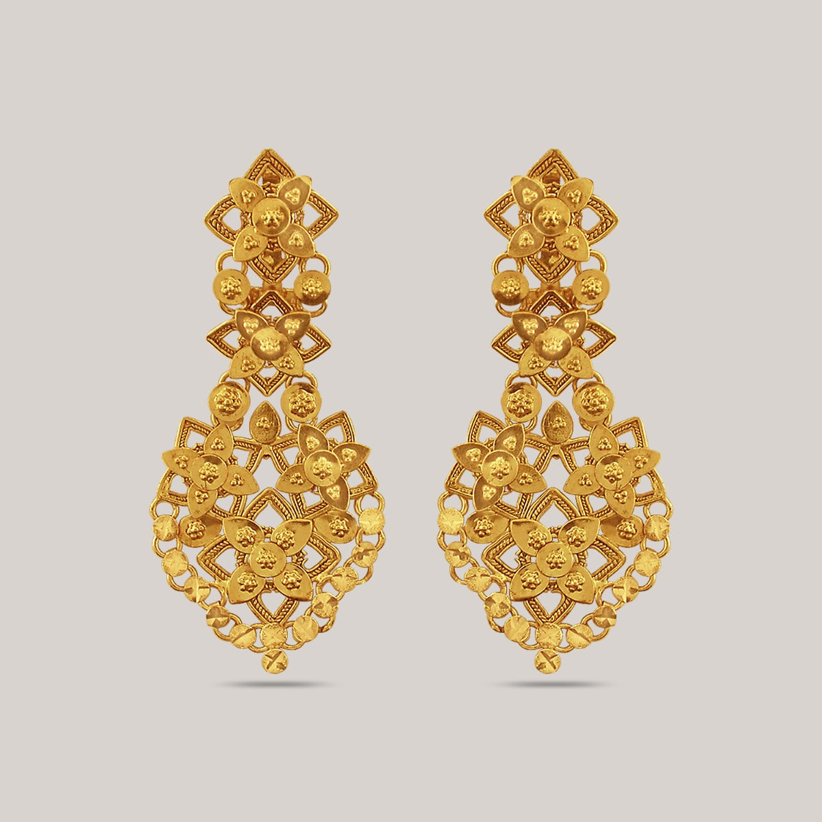 Formal Cutwork Gold Earrings
