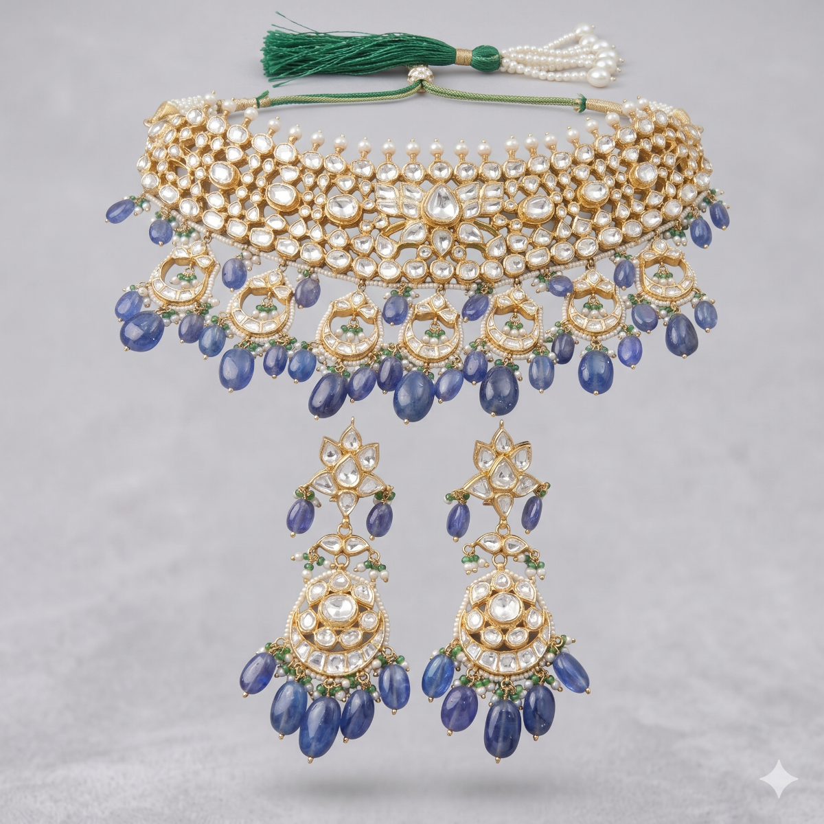Celestial Blue Empress Polki Choker Set