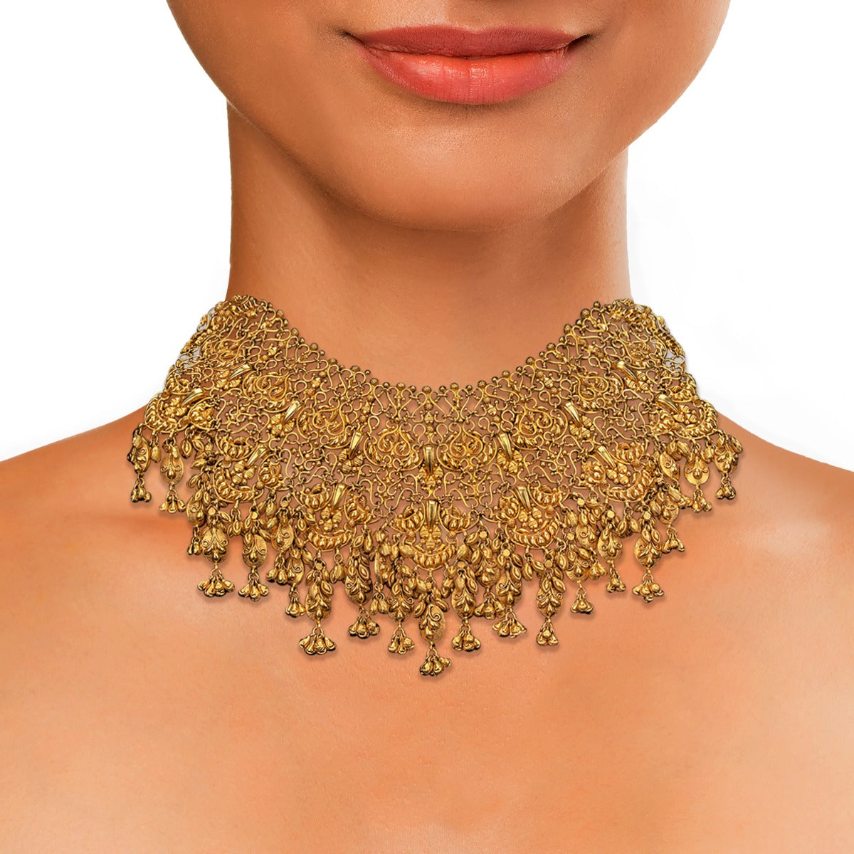 Wire Mesh Gold Necklace