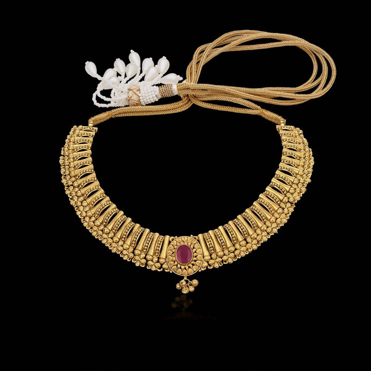 Band Pink Top Gold Necklace