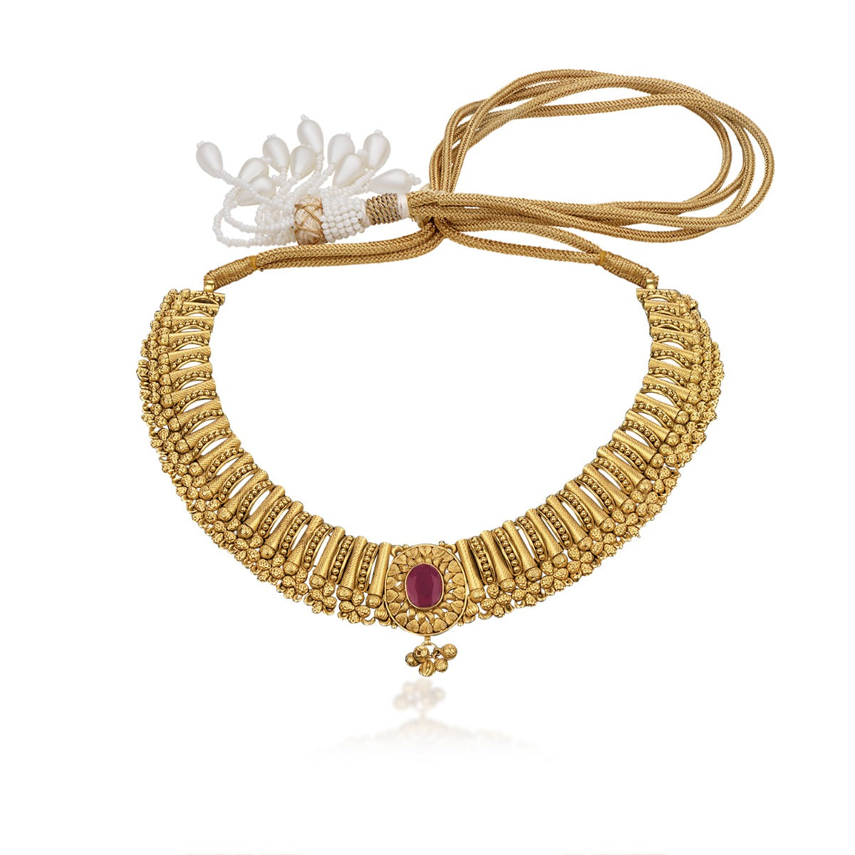 Band Pink Top Gold Necklace
