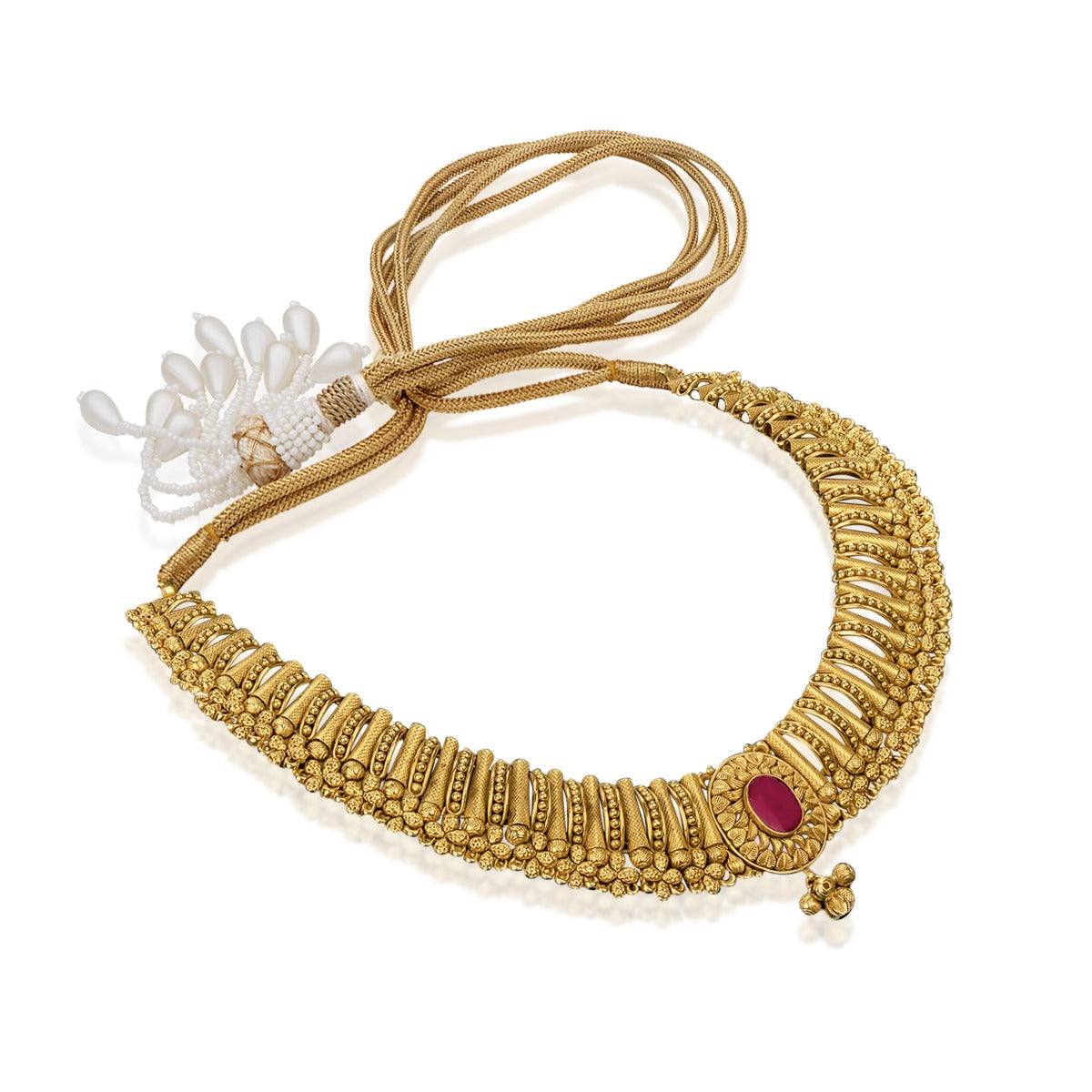 Band Pink Top Gold Necklace