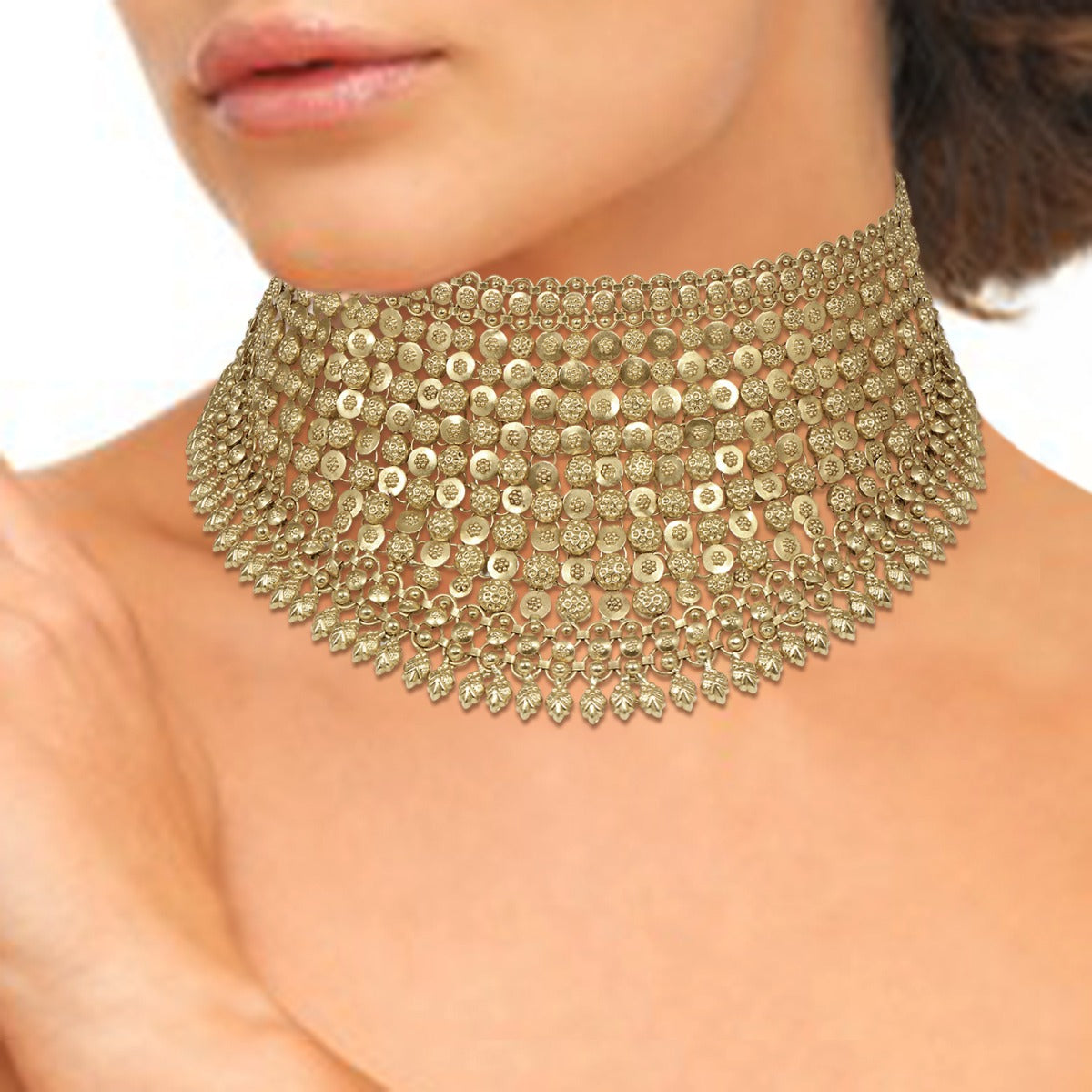 Yellow Gold Dotted Choker