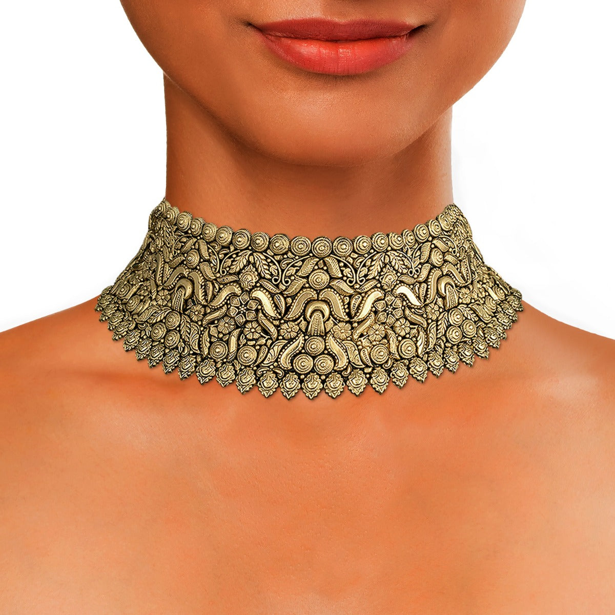 Theo Leaf Bunch Gold Choker