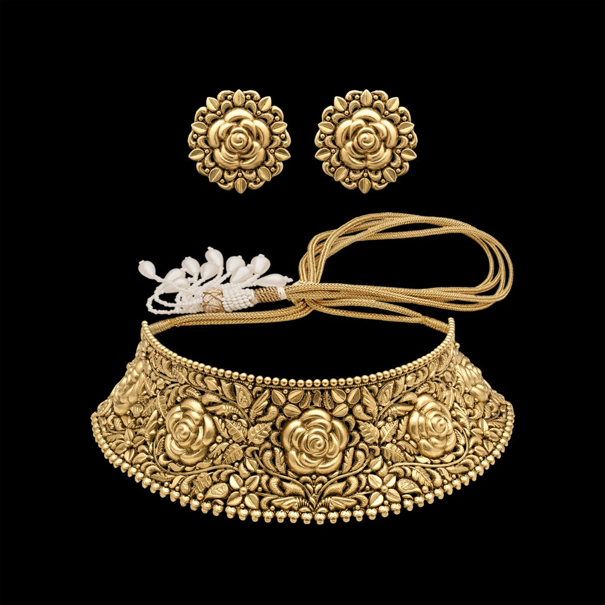 Floral Dusk Gold Choker Set
