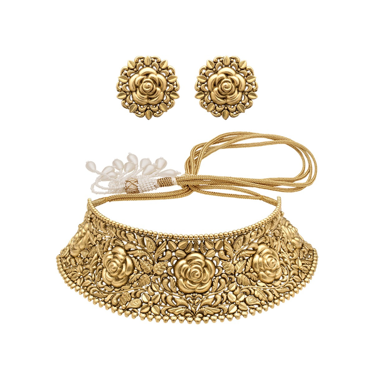 Floral Dusk Gold Choker Set
