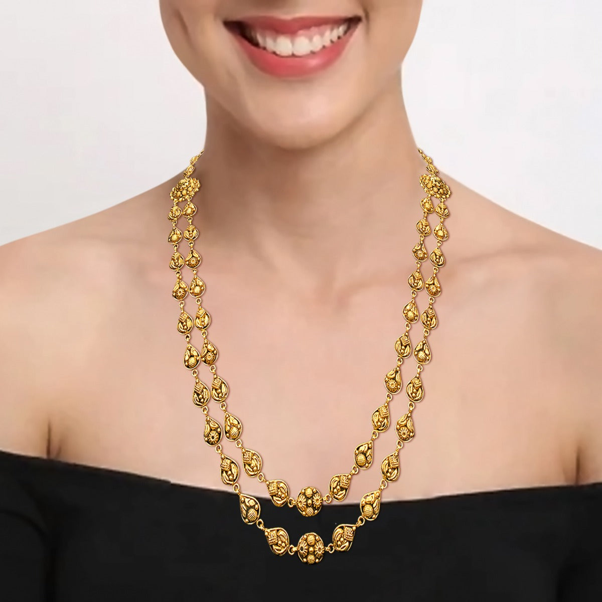 Two Dew Drops Gold Necklace