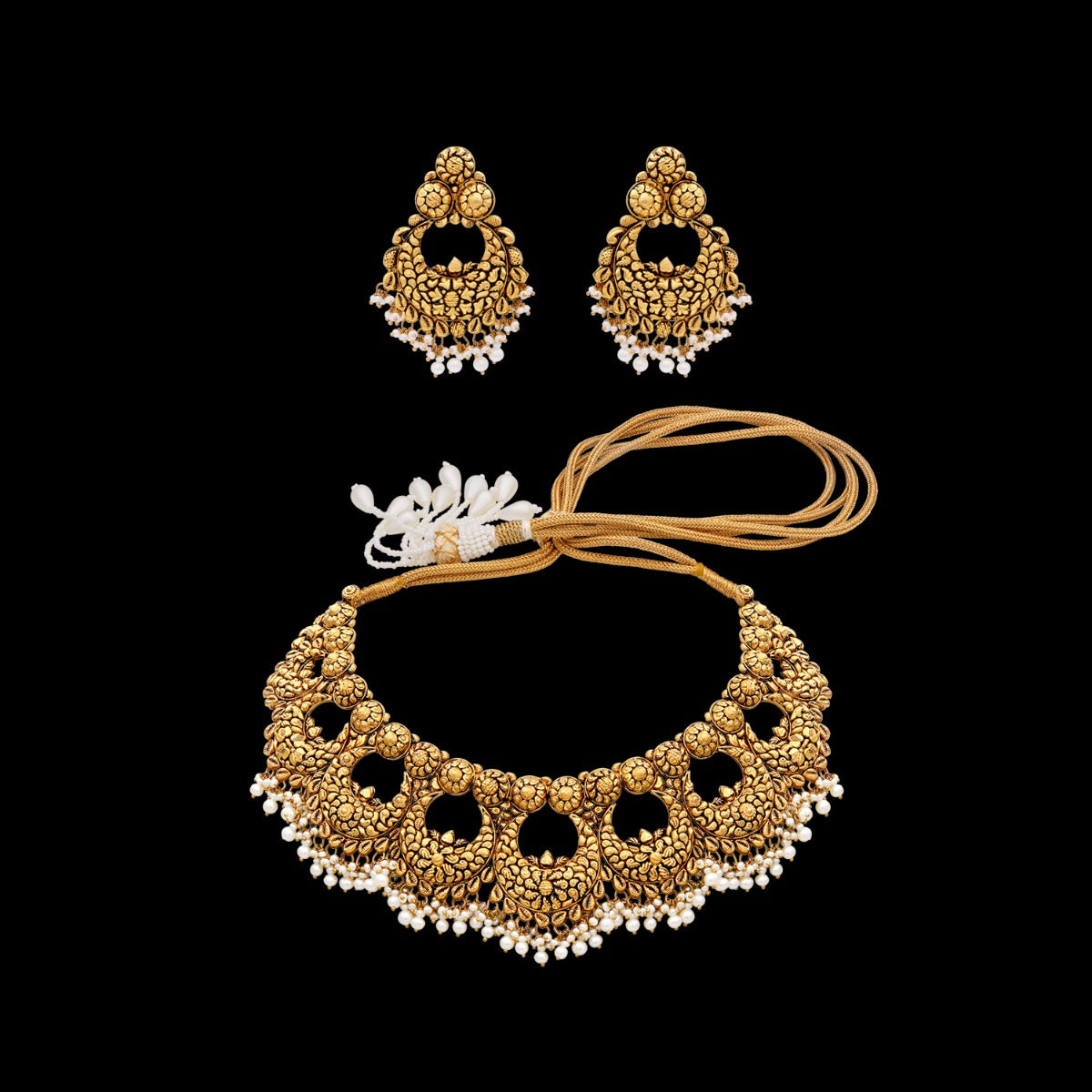 Jhumka Style Gold Choker Set