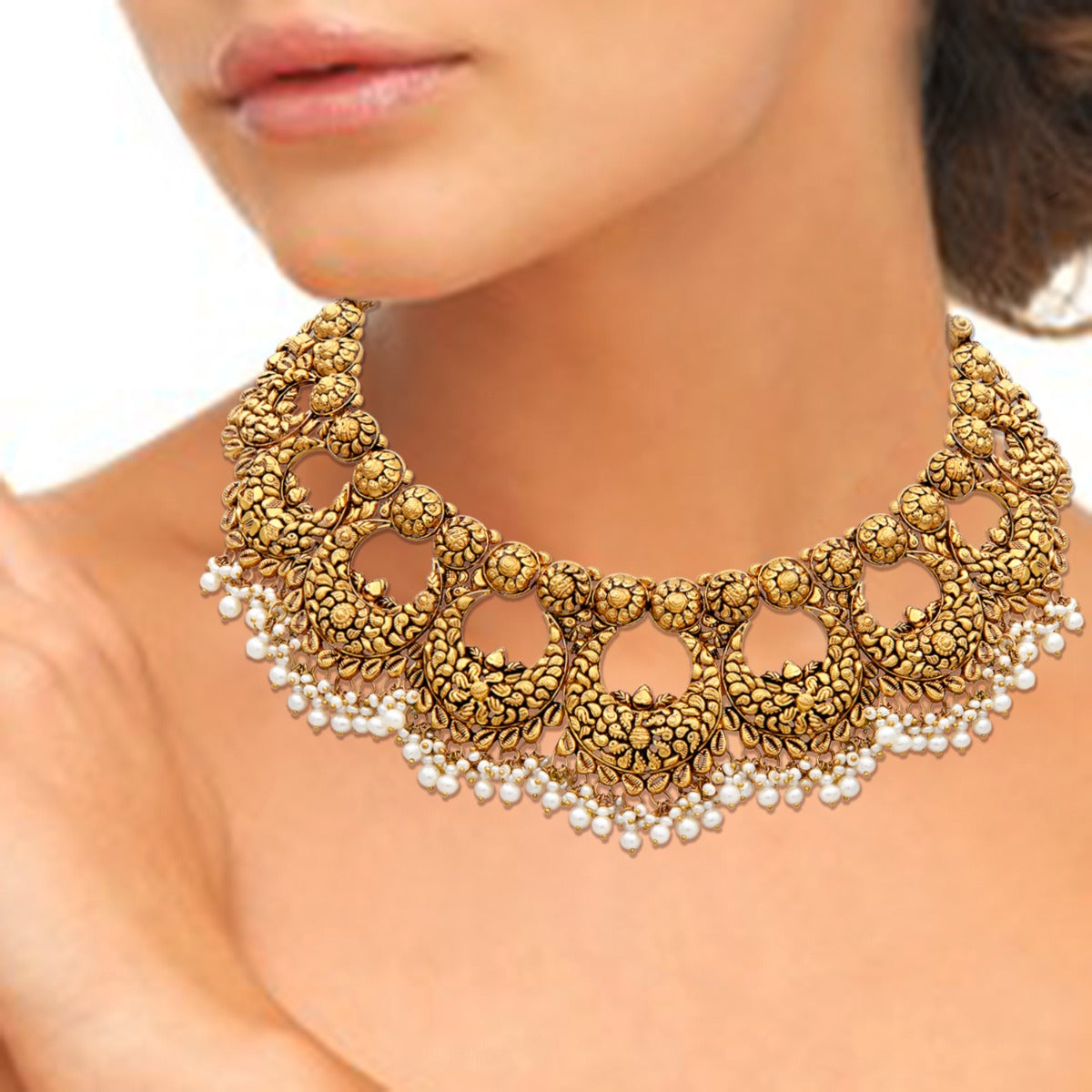Jhumka Style Gold Choker Set