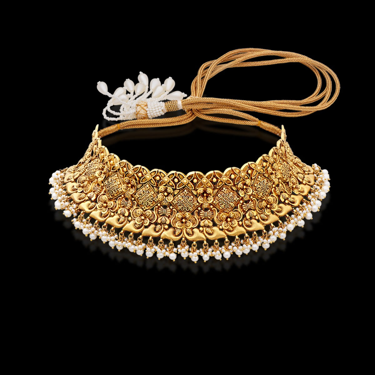 Earthy Motifs Gold Choker
